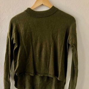 Olive green cropped Madewell sweater